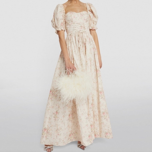 Selkie The Renaissance Gown 100% Cotton Pink Floral sz M - Sold By Anthropologie - Picture 1 of 11